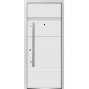 Deux 1705 36 in. x 80 in. Single Panel Right-Hand/Inswing White Finished Steel Prehung Front Door with Handle
