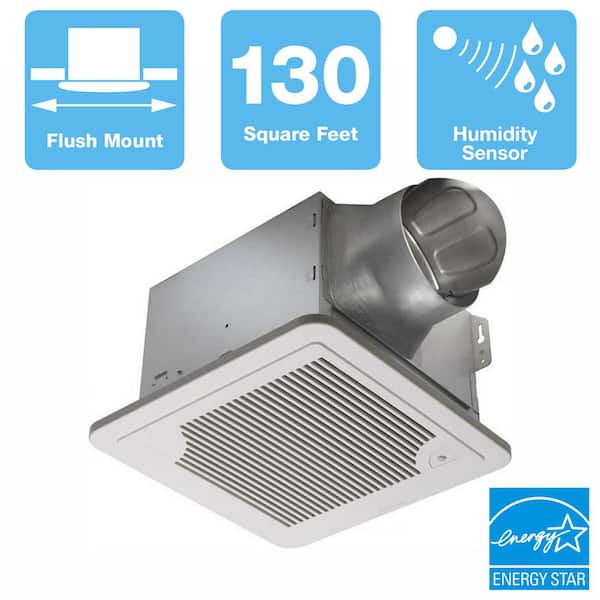 Delta Breez Smart Series 130 CFM Ceiling Bathroom Exhaust Fan with Adjustable Humidity Sensor and Speed Control, ENERGY STAR