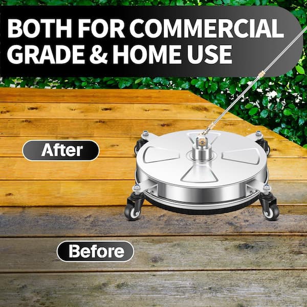 15 in. 4000 PSI Pressure Washer Surface Cleaner, Stainless Steel with 4-Wheels