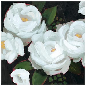 "White Blossom Serenity II" Flower Free Floating Reverse Unframed Printed Tempered Art Glass Wall Art 38 in. x 38 in.