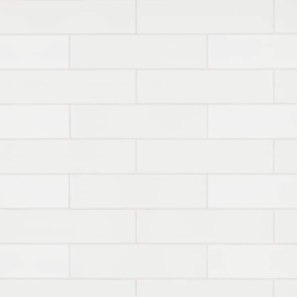 Matrix White 4 in. x 16 in. Glossy Ceramic Wall Tile (11.1 sq. ft./Case)