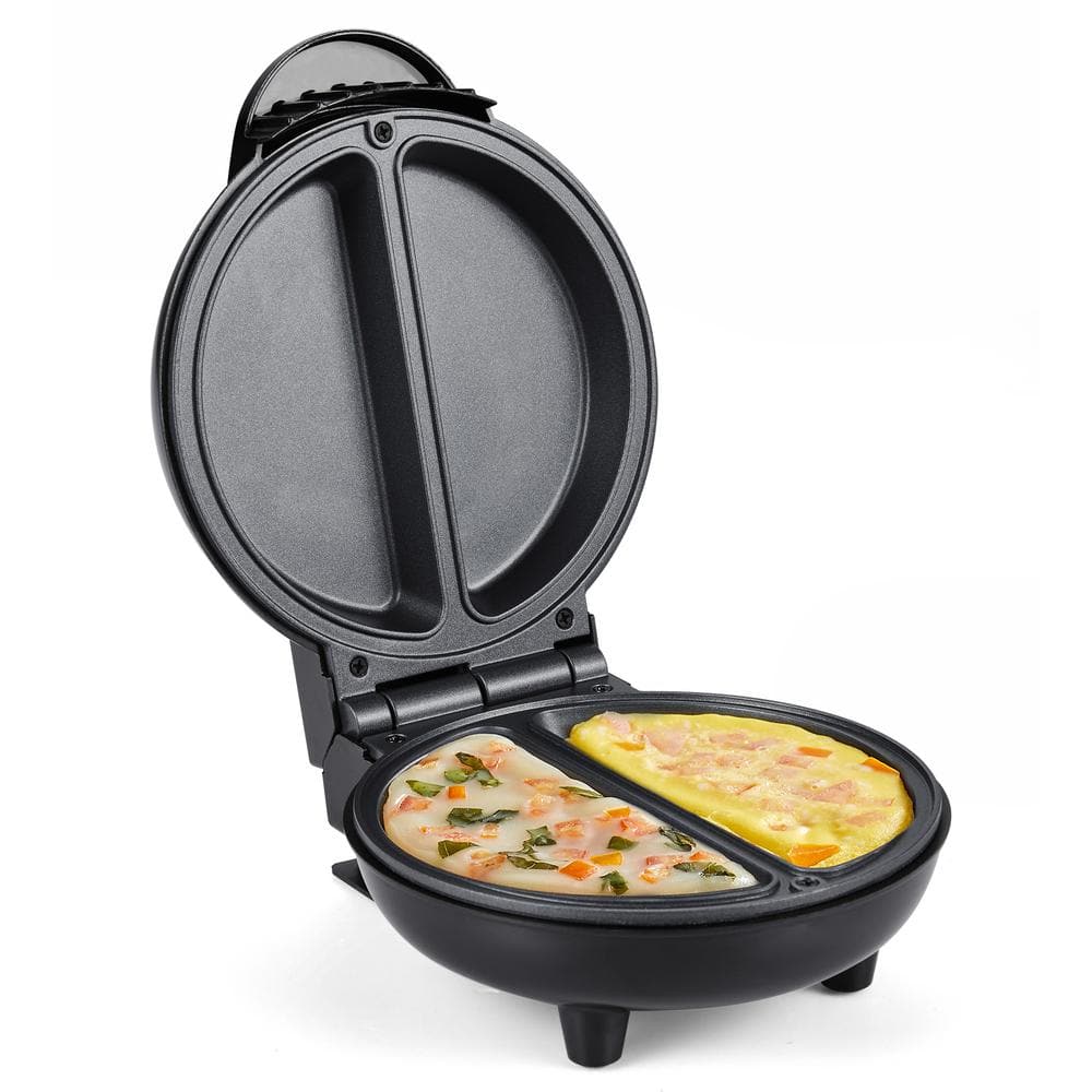 Holstein Housewares - Non-Stick Omelet & Frittata Maker, Stainless Steel -  Makes 2 Individual Portions Quick & Easy (2 Section, Black)