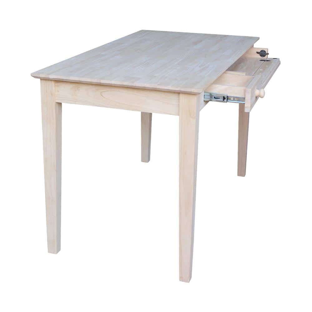 Natural Wood Rectangular Desk with Flip Down Drawer