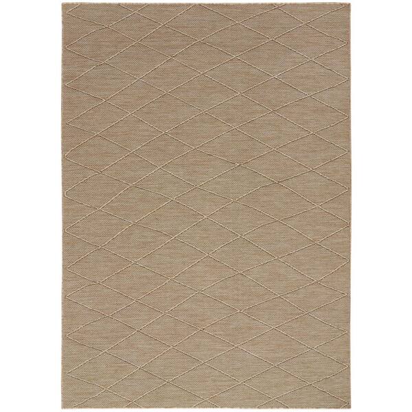 Nourison Practical Solutions Natural 5 ft. x 7 ft. Diamond Contemporary Area Rug