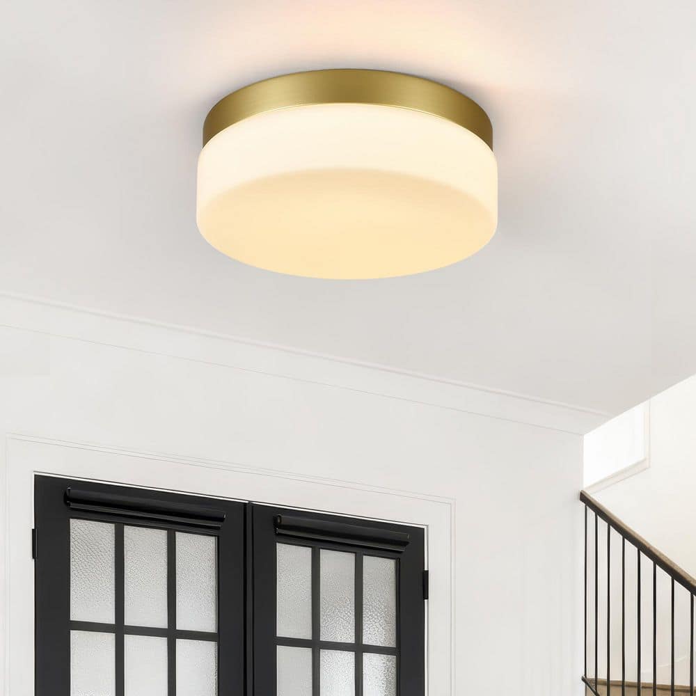 11.4 in. LED Gold Flush Mount With Milky White Glass Shade Dimmable Ceiling Lamp for Kitchen, Hallway, Stairwell price history on PriceWatchPro
