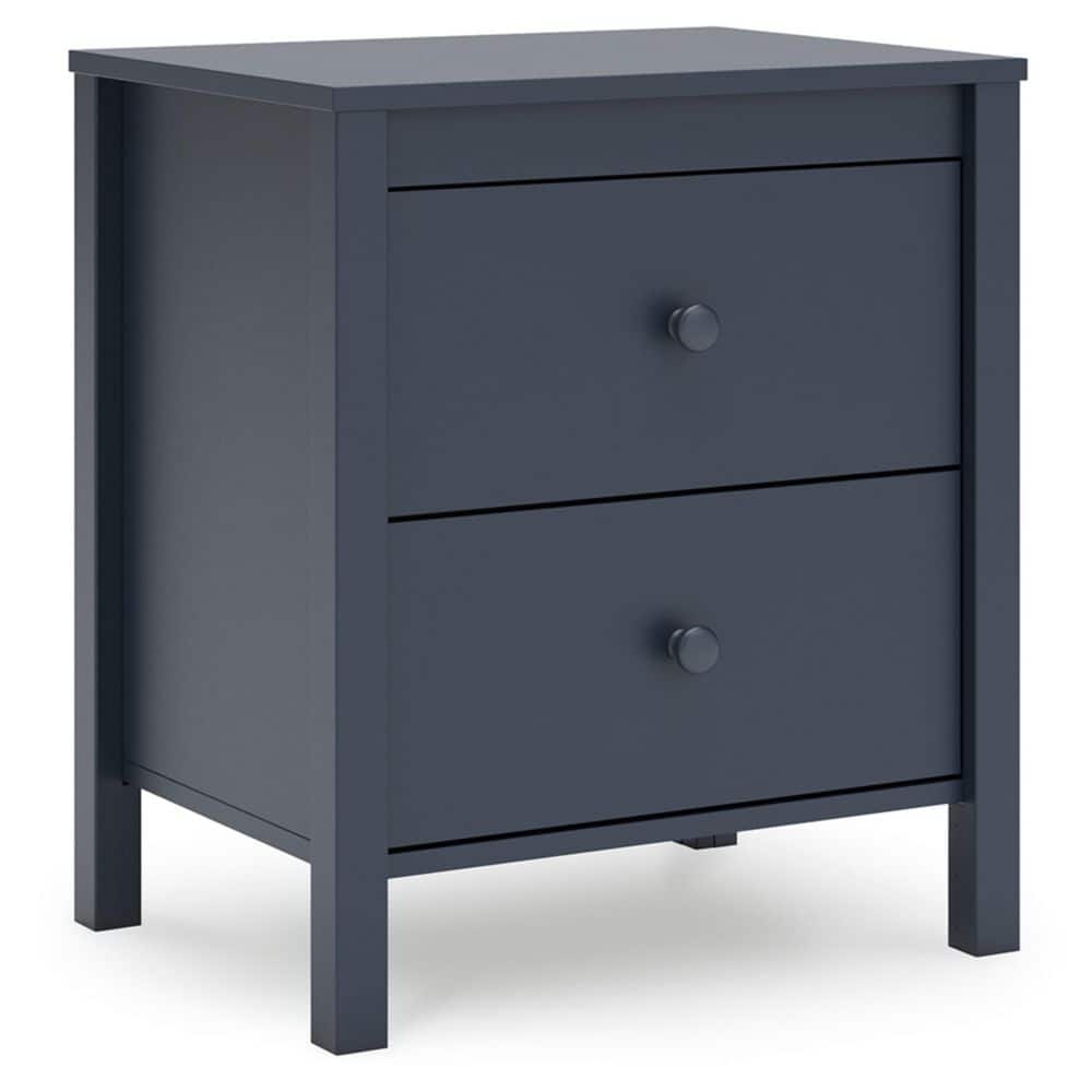 Navy Blue Transitional 2-Drawer Nightstand
