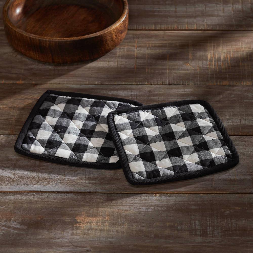 Annie Buffalo Check Black and White Cotton Pot Holder Set