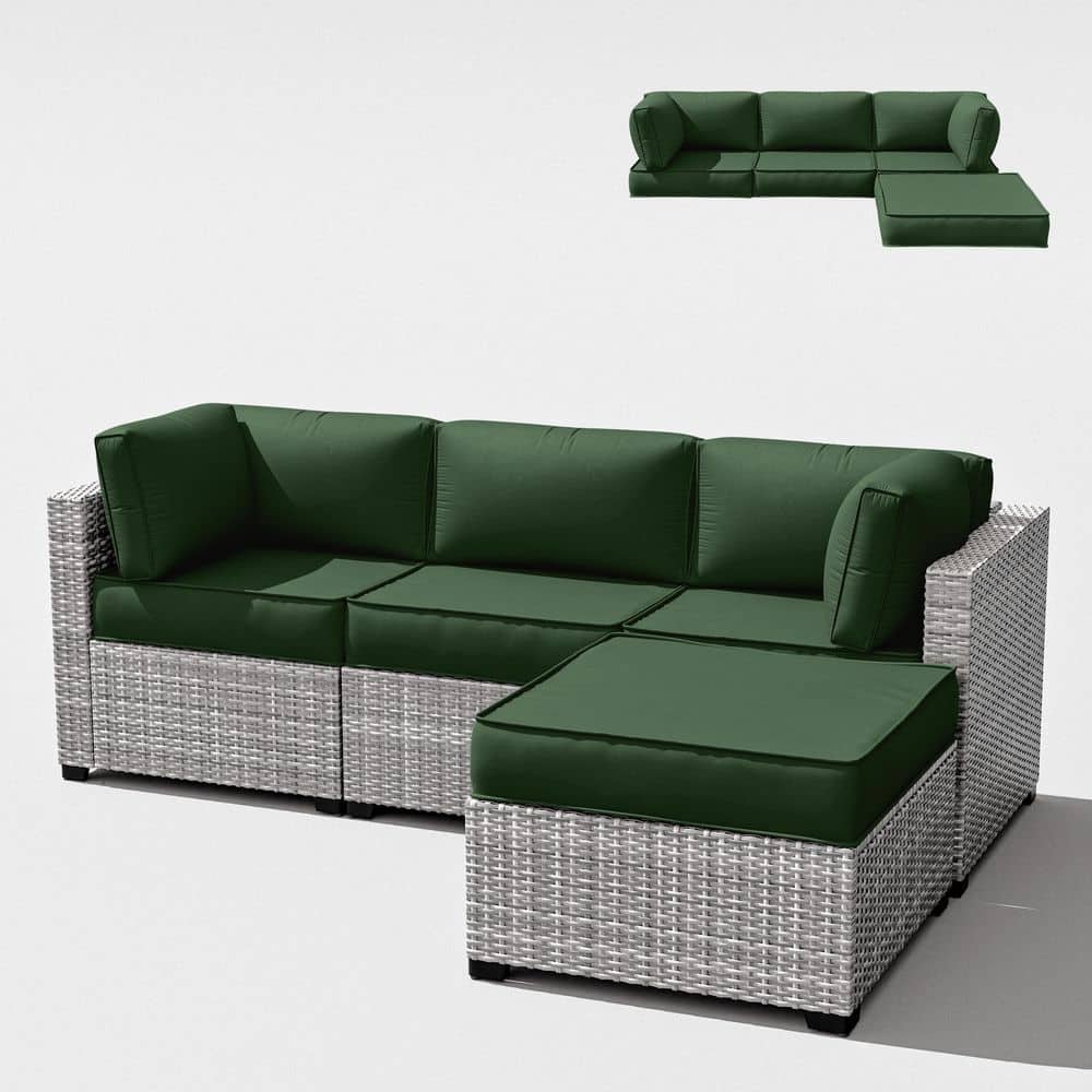 25.6 in. x 25.6 in. x 4 in. (9-Piece) Deep Seating Outdoor Lounge Chair Sectional Cushion Green price history on PriceWatchPro