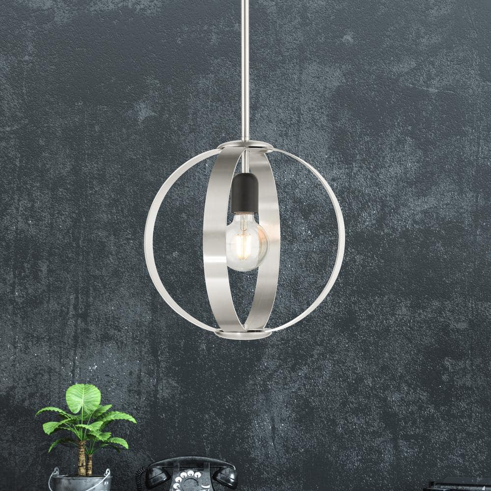Modesto Mid-Century Modern Brushed Nickel Steel Pendant Light