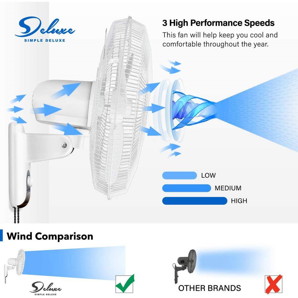 White 16-inch Metal Oscillating Wall Fan with Adjustable Tilt (2 Pack)