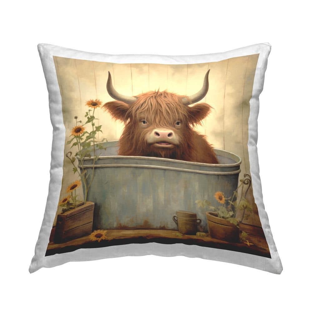 Bathroom Country Cattle Brown Print Polyester 18 in. x 18 in. Throw Pillow price history on PriceWatchPro
