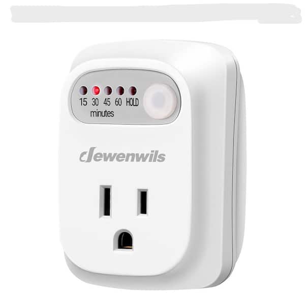 15A 125V 15/30/45/60min Indoor Countdown Timer Outlet for Steam Iron, Curling Iron with Grounded, 3 Prong-White 1 Pack