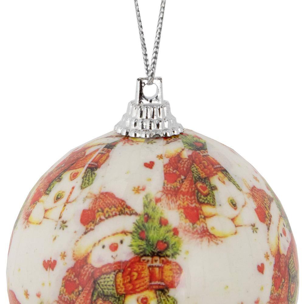 14-Piece Snowman Decoupage Christmas Ball Ornament Set