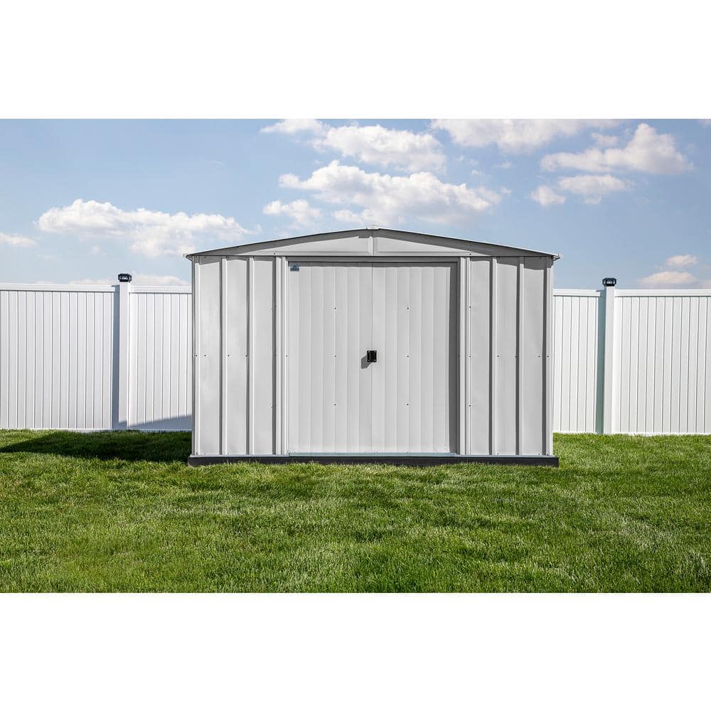 10 ft x 14 ft Flute Gray Steel Storage Shed