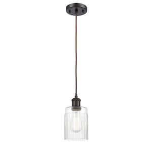 Hadley 1-Light Oil Rubbed Bronze Shaded Pendant Light with Clear Glass Shade