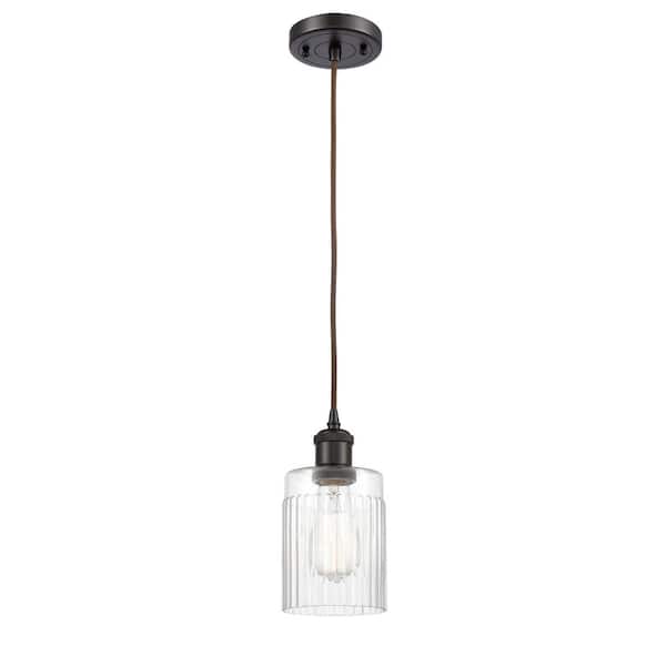 Innovations Hadley 1-Light Oil Rubbed Bronze Shaded Pendant Light with Clear Glass Shade