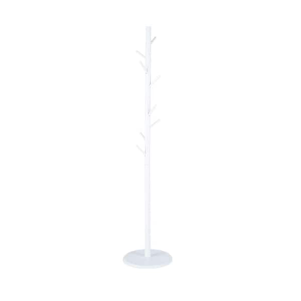 White Wooden Tree Coat Rack Stand SN810C-67 - The Home Depot