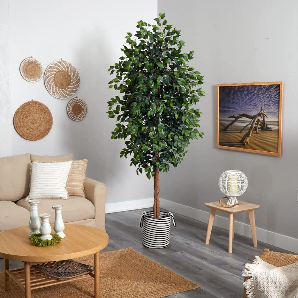 8 ft. Artificial Ficus Tree in Planter for Indoor/Outdoor