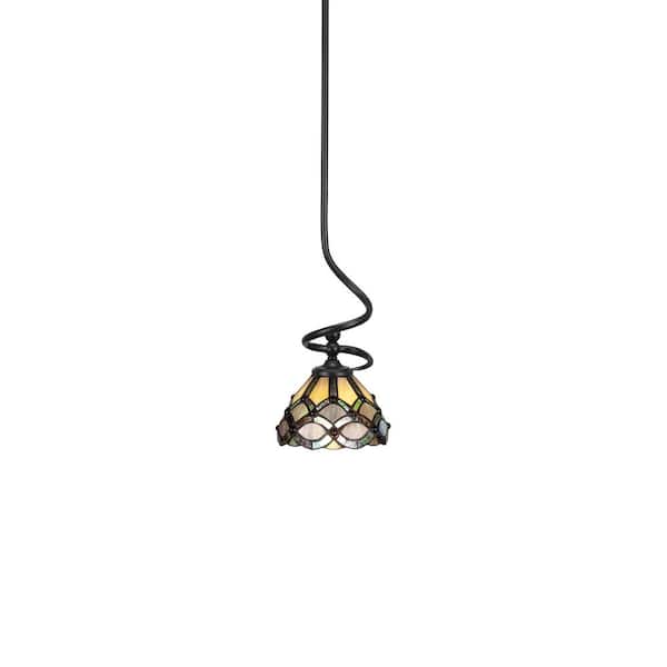 Unbranded Royale 100 W 1-Light Matte Black Standard Mini Pendant Light with Glass Shade
