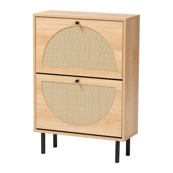 Remus Light Oak Brown Wood 2-Door Shoe Storage Cabinet