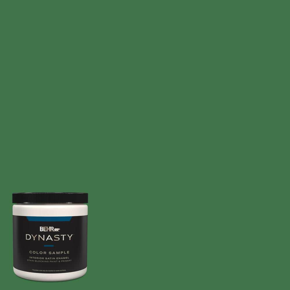 BEHR DYNASTY 8 oz. #P410-7 Grasslands Satin Enamel Stain-Blocking Interior/Exterior  Paint and Primer Sample DY62316 - The Home Depot