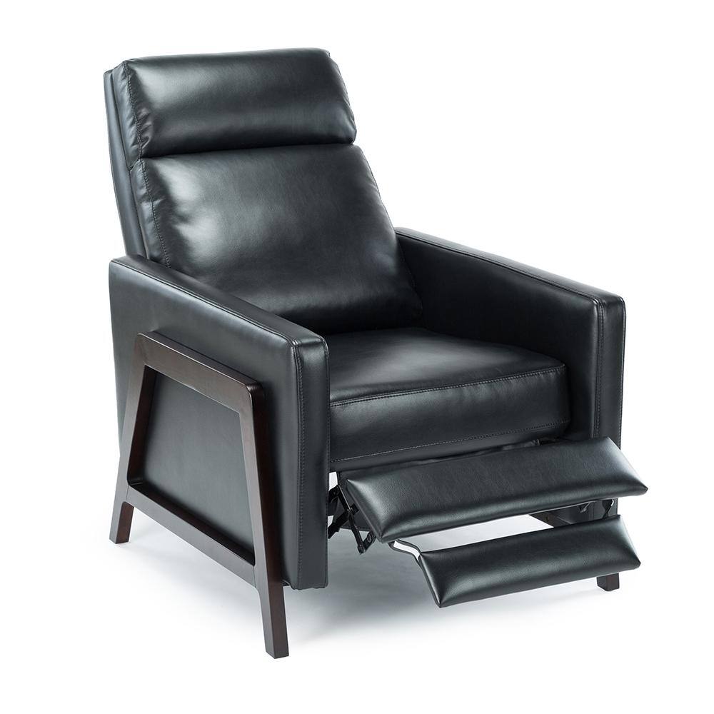 Maxton Black Faux Leather Mid-Century Modern Recliner