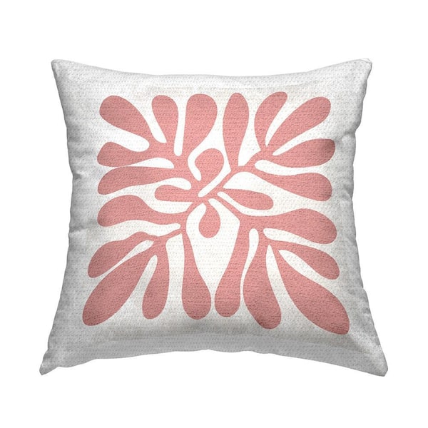 Contemporary Plant Leaf Red Square Outdoor Throw Pillow