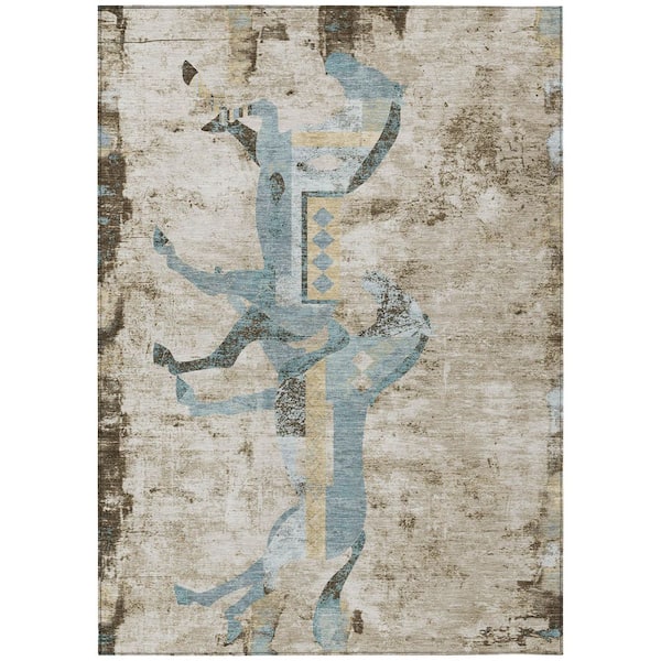 Chantille Machine Washable Indoor/Outdoor Abstract ACN3109 Linen 10 ft. x 14 ft. Area Rug
