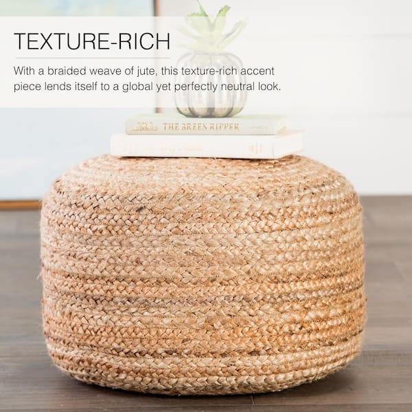 Kofi Solid Beige Cylinder Pouf
