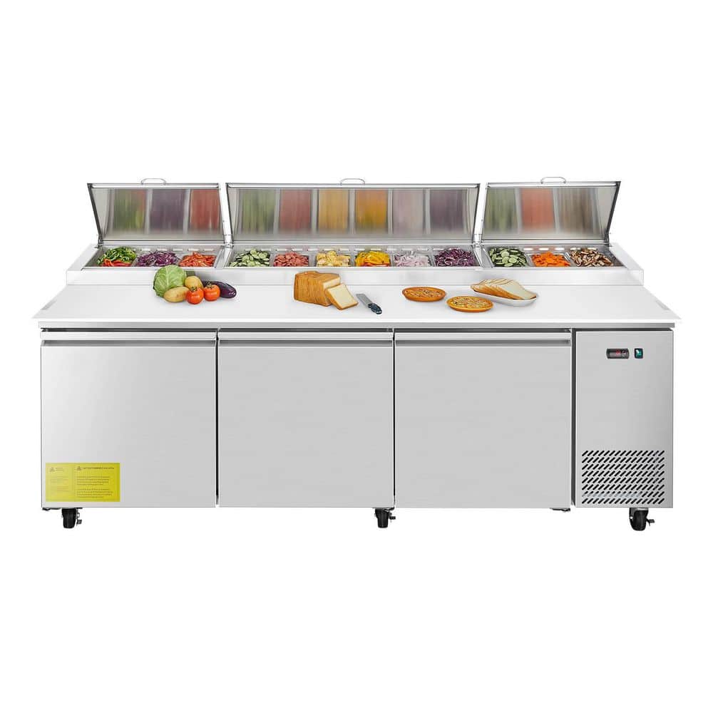 Commercial Refrigerator 93 in. Sandwich and Salad Prep Table 30.8 cu.ft. Stainless Steel Food Prep Station Cutting Board
