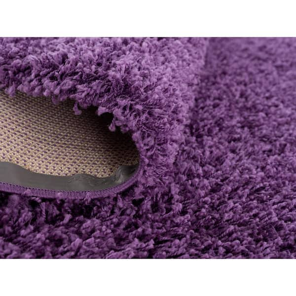 Flash Furniture Cirrus Collection 2' x 7' Purple Swirl Patterned Olefin Area Rug with Jute Backi