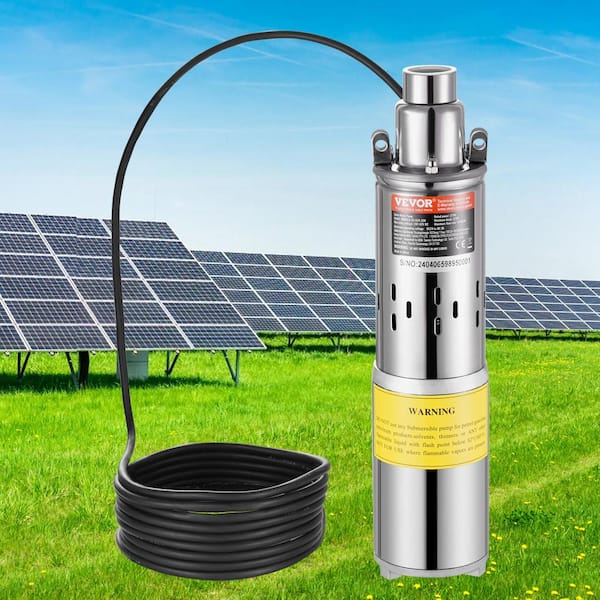 1/3 HP Solar Submersible Deep Well Pump 24-Volt DC 277W 9.25 GPM 272 ft. Max Submersion 65.6 ft. Water Pump for Well