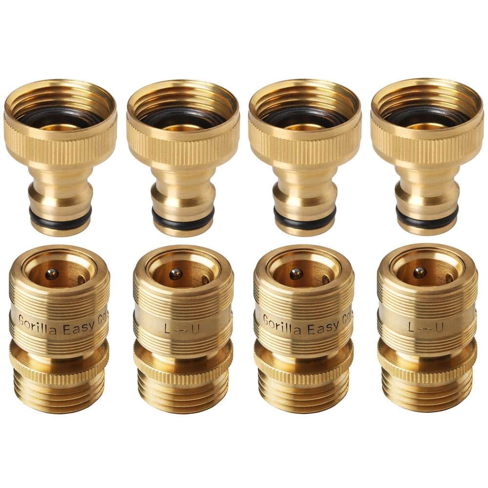 3/4 in. Standard GHT Locking Brass Garden Hose Quick Connect Set for Hoses,