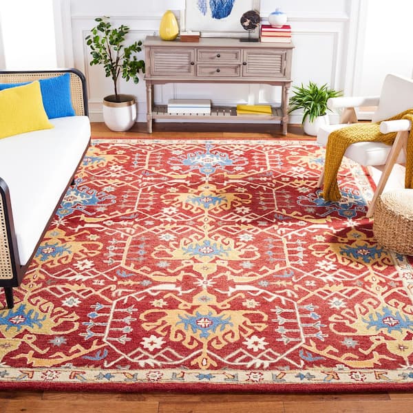 Antiquity 8 ft. x 10 ft. Red/Yellow Traditional Medallion Area Rug