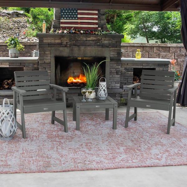 Highwood Weatherly Coastal Teak 3-Piece Recycled Plastic Patio Conversation Set