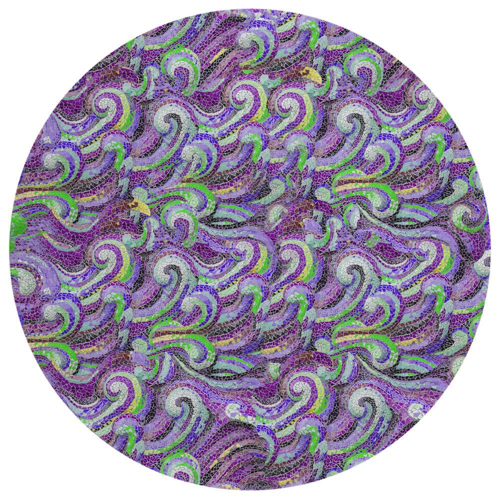 Surfside Purple 8 ft. x 8 ft. Geometric Indoor/Outdoor Area Rug