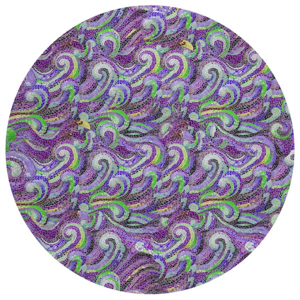 Addison Rugs Surfside Purple 8 ft. x 8 ft. Geometric Indoor/Outdoor Area Rug