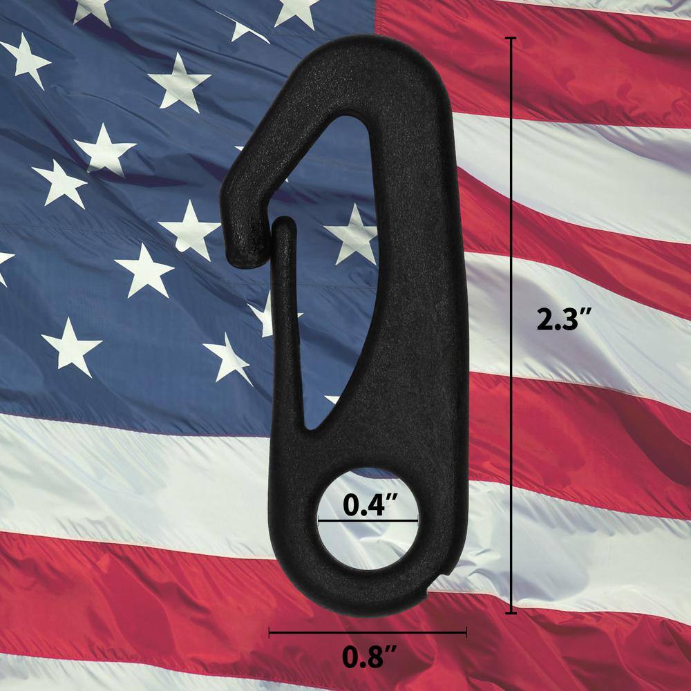 Heavy Duty Black Nylon Flagpole Snap Hook Clips, 4-Pack