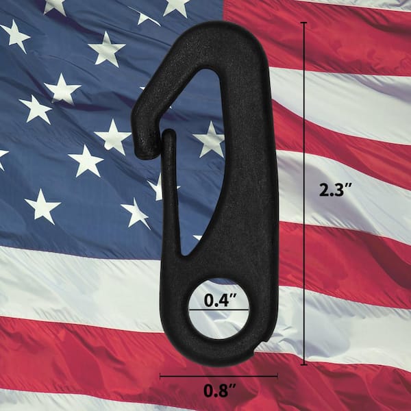 10x Black Plastic Nylon Small Flag Pole Snap Clip Hooks Attach To Flagpole Rope 