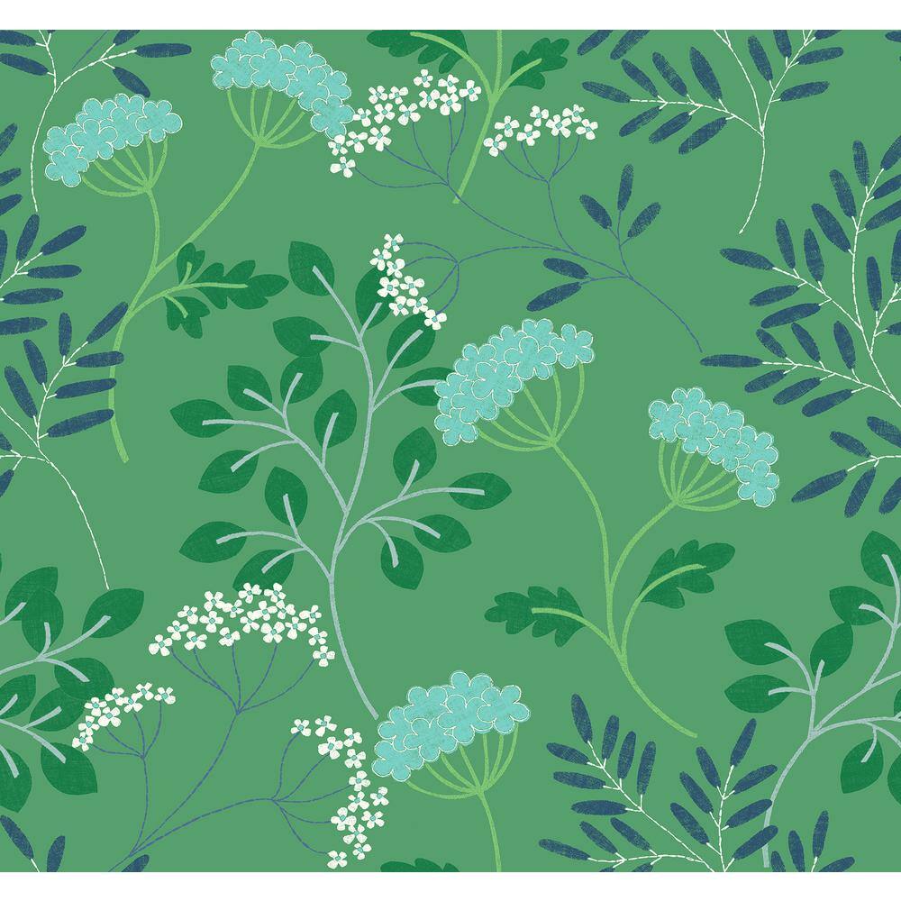Sorrel Green Botanical Vinyl-Coated Wallpaper