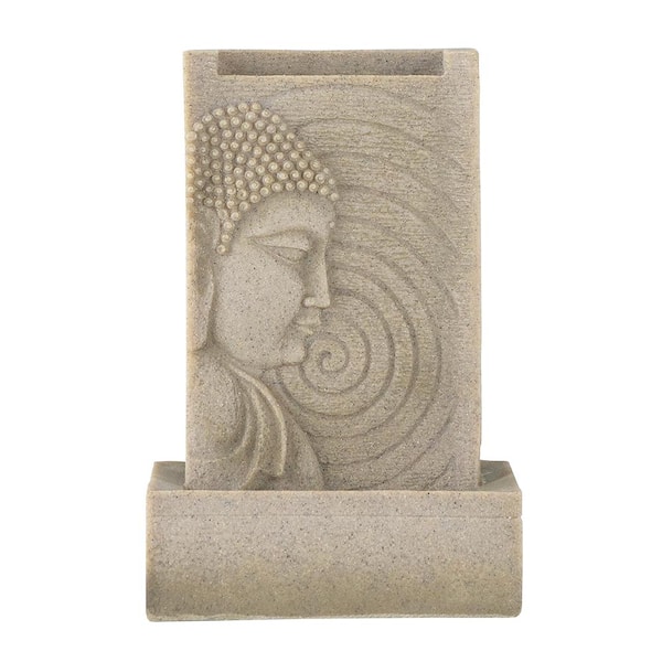 cenadinz 9 in. x 6.5 in. x 14 in. Indoor Buddha Water Fountain Polyresin Tabletop Fountain with LED Light