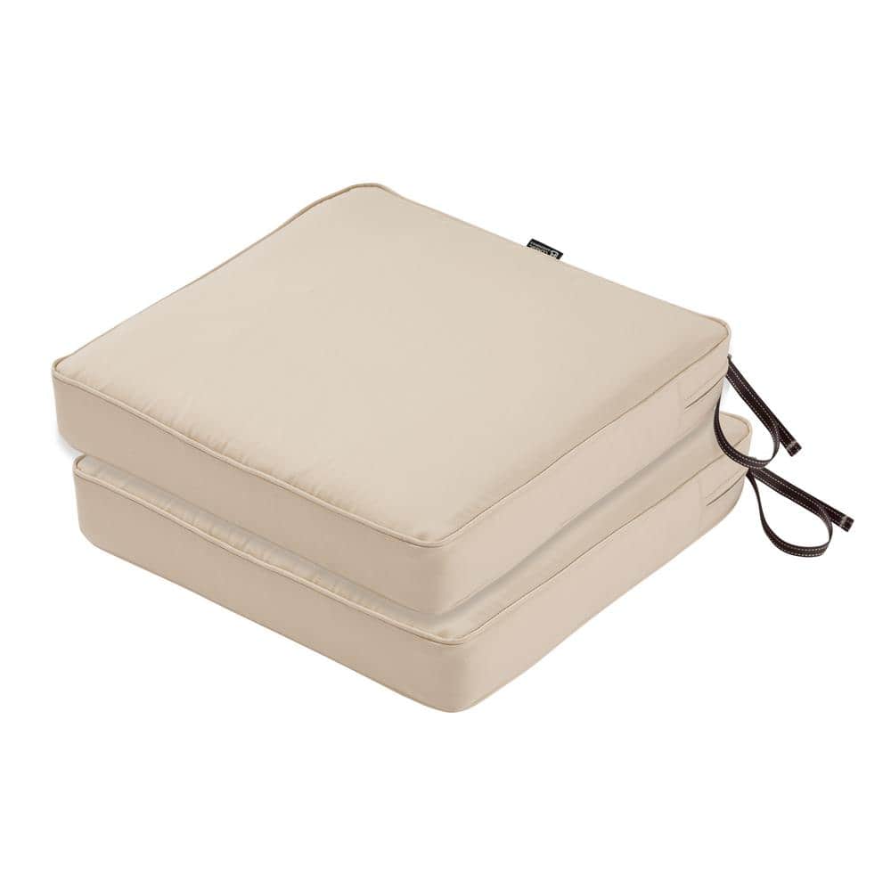 Montlake FadeSafe 19 in. L x 19 in. W x 3 in. Thick Antique Beige Square Outdoor Seat Cushion (2-Pack) price history on PriceWatchPro