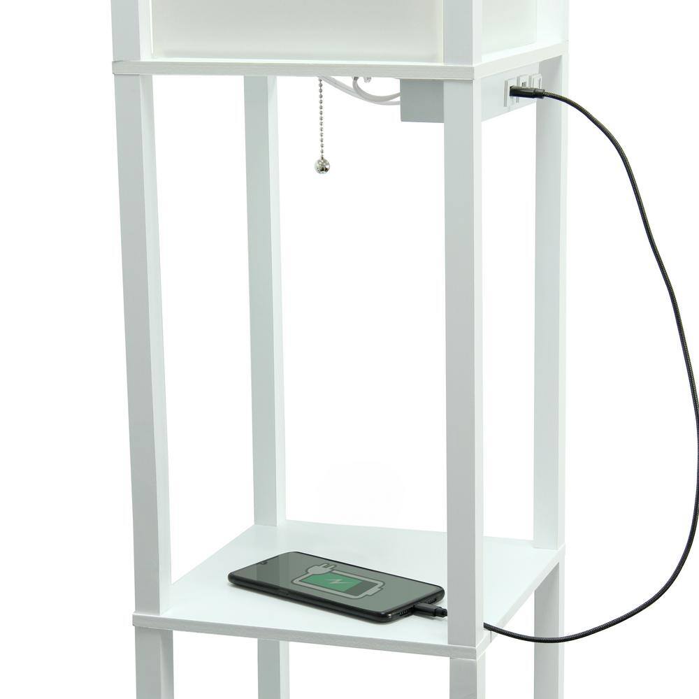 Classix White 62.5" 3-Tier Shelf Floor Lamp with LED Bulb