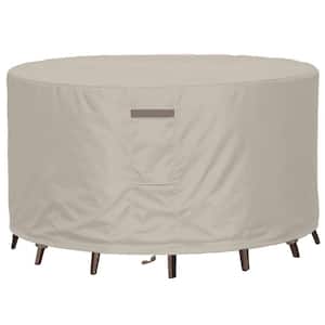 84 in. Dia x 28 in. H Heavy Duty Waterproof Patio Furniture Covers, Fade Resistant Round Outdoor Table Covers, Beige