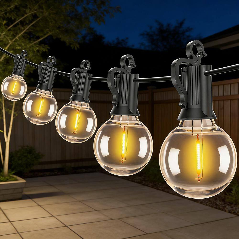 102 Light 100 ft. Black Outdoor 2200K Hardwired Edison G40 LED