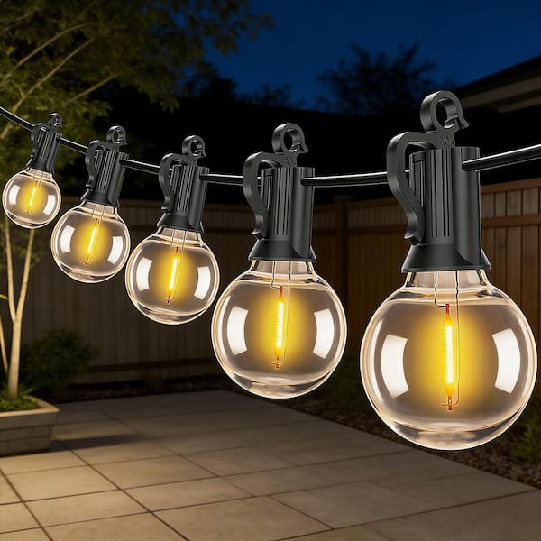 102 Light 100 ft. Black Outdoor 2200K Hardwired Edison G40 LED String Light