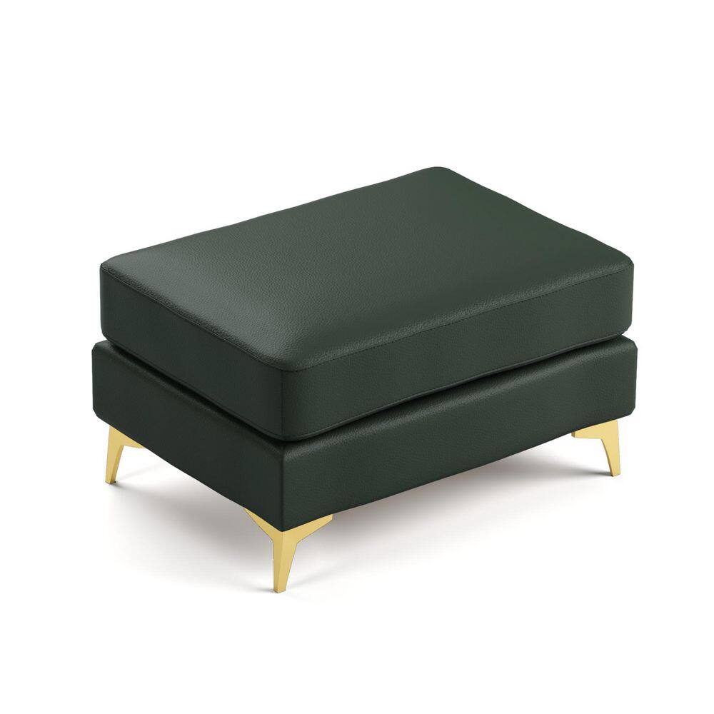 Modern Chesterfield Green Faux Leather Accent Ottoman with Handmade Button Tufting and Metal Legs price history on PriceWatchPro
