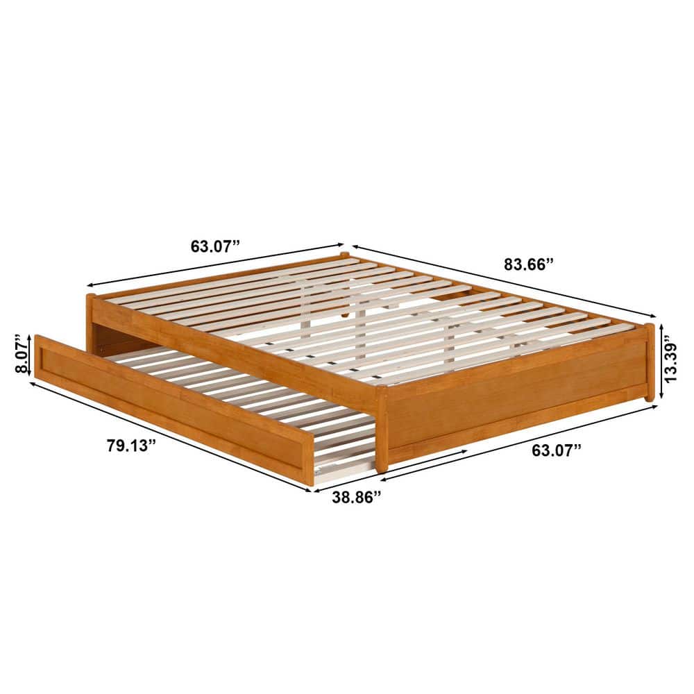 Barcelona Light Toffee Queen Wood Panel Platform Bed with Twin XL Trundle