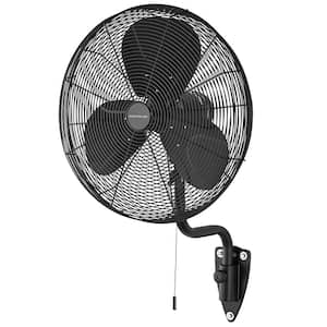 24 in. 3-Speed Oscillating High Velocity Black Wall Mount Fan with 3 Blades