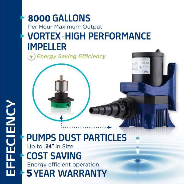 8000 GPH Electric Submersible Pond Pump with Ceramic Shaft